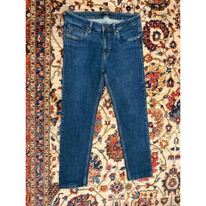 ZILLI Y2K Luxury Denim Jeans Leather Logo Plaque France W34 L34